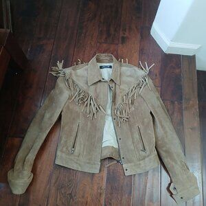 Tan suede jacket with fringe